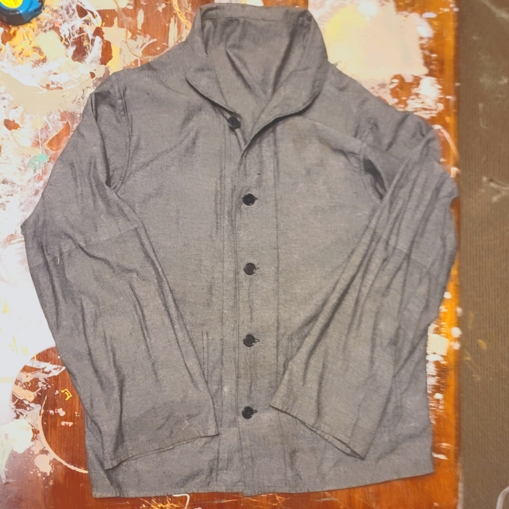 Naval style flannel Dungeree Jacket shawl collar